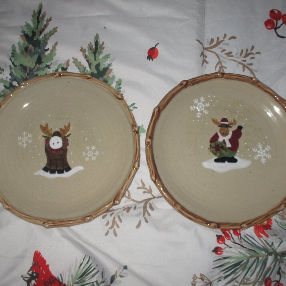Make The Season Bright Set 2 Plates Moose NEW